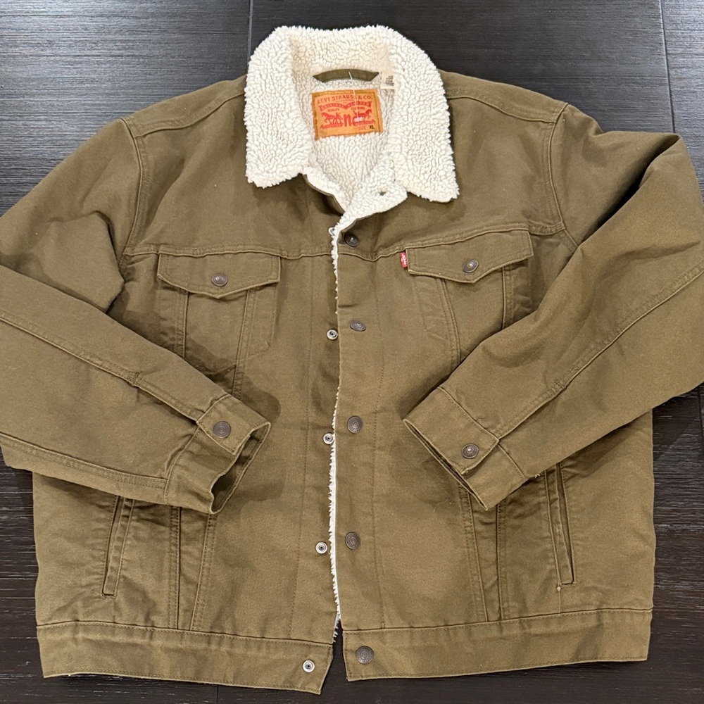 Levi's Olive Green Sherpa-Lined Truck Jacket